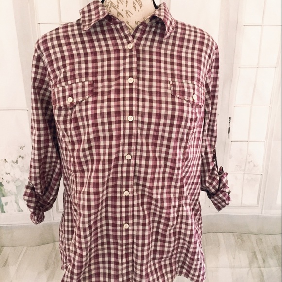 Tommy Hilfiger Tops - Tommy Hilfiger Plaid Shirt XL Women's Burgundy